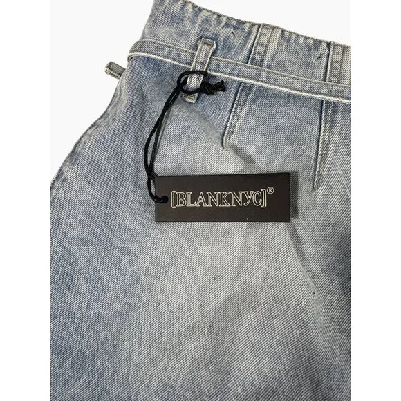 NWT Blank NYC High Rise Blue Denim Short With‎ Belt Women's Size 28 100% Cotton - Picture 8 of 13